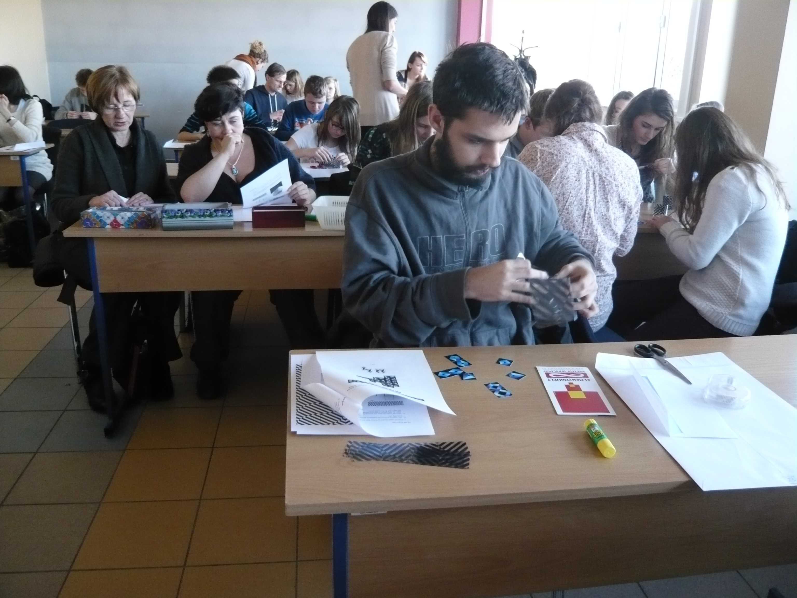 Polish students at Slavik Jablan's Visual mathematics workshop in Wroclaw
